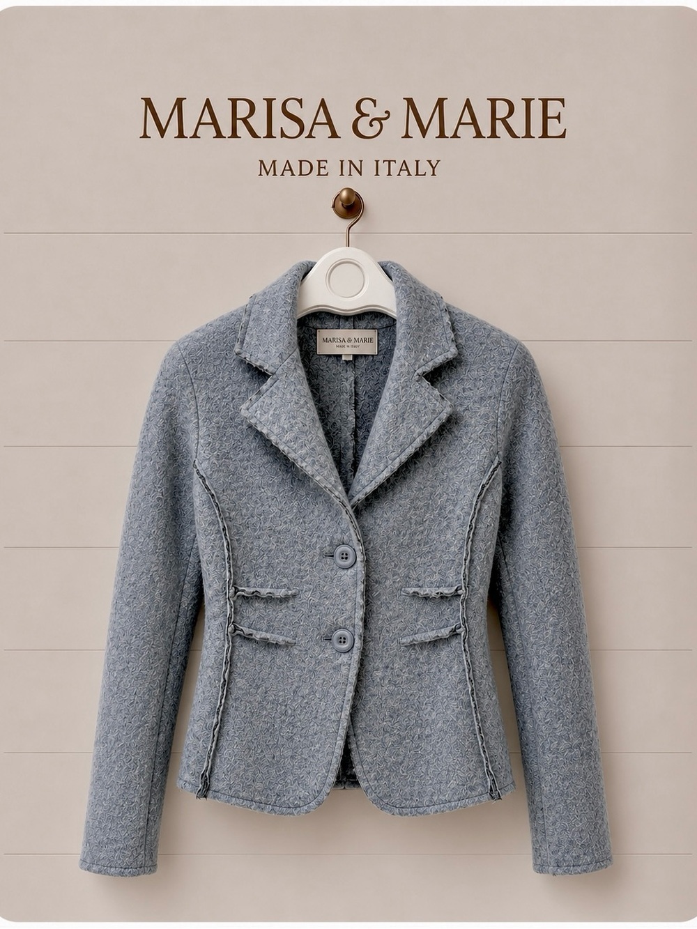 MARISA & MARIE Blue-Grey Boiled Wool Jacket – Size S